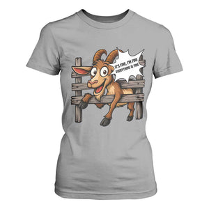 Funny Goat T Shirt For Women It Is Fine I Am Fine Everything Is Fine TS12 Sport Gray Print Your Wear
