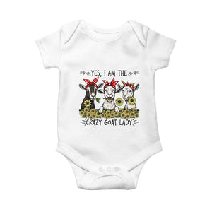 I Am The Crazy Goat Lady Baby Onesie Goat Lady Gift TS12 White Print Your Wear