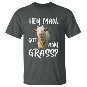 Hey Man Got Any Grass T Shirt Funny Goat Stoner Gift TS12 Dark Heather Print Your Wear