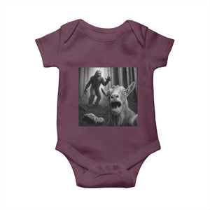 Goat Selfie With Bigfoot Baby Onesie Funny Cryptid Gift TS12 Maroon Print Your Wear