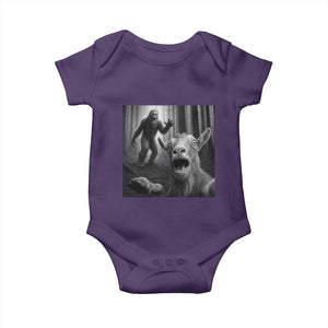 Goat Selfie With Bigfoot Baby Onesie Funny Cryptid Gift TS12 Purple Print Your Wear