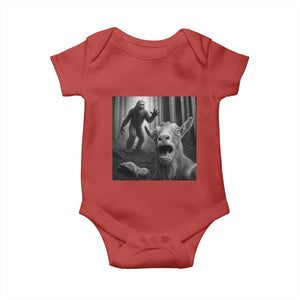 Goat Selfie With Bigfoot Baby Onesie Funny Cryptid Gift TS12 Red Print Your Wear