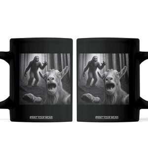 Goat Selfie With Bigfoot Coffee Mug Funny Cryptid Gift TS12 Black Print Your Wear