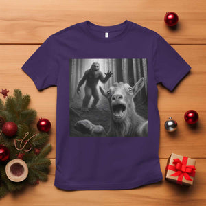Goat Selfie With Bigfoot T Shirt Funny Cryptid Gift TS12 Purple Print Your Wear