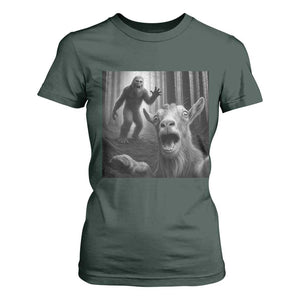 Goat Selfie With Bigfoot T Shirt For Women Funny Cryptid Gift TS12 Dark Forest Green Print Your Wear