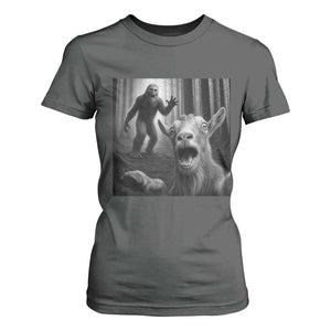 Goat Selfie With Bigfoot T Shirt For Women Funny Cryptid Gift TS12 Dark Heather Print Your Wear