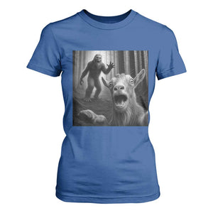 Goat Selfie With Bigfoot T Shirt For Women Funny Cryptid Gift TS12 Royal Blue Print Your Wear