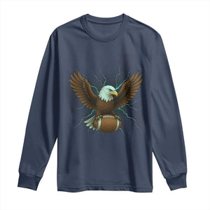 Lightning Eagle Holding Long Sleeve Shirt Football Player Gift TS12 Navy Print Your Wear