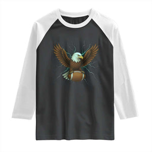 Lightning Eagle Holding Raglan Shirt Football Player Gift TS12 Black White Print Your Wear
