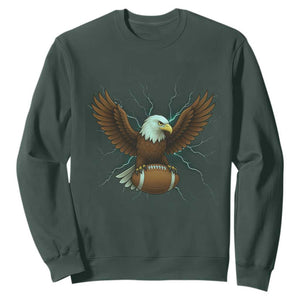 Lightning Eagle Holding Sweatshirt Football Player Gift TS12 Dark Forest Green Print Your Wear