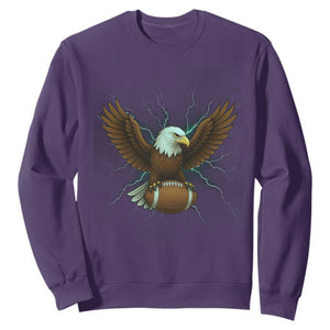 Lightning Eagle Holding Sweatshirt Football Player Gift TS12 Purple Print Your Wear