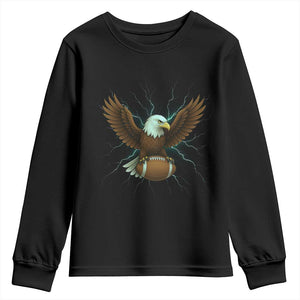 Lightning Eagle Holding Youth Sweatshirt Football Player Gift TS12 Black Print Your Wear