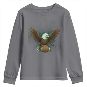 Lightning Eagle Holding Youth Sweatshirt Football Player Gift TS12 Charcoal Print Your Wear
