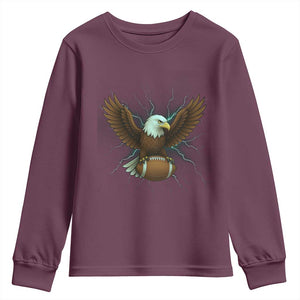 Lightning Eagle Holding Youth Sweatshirt Football Player Gift TS12 Maroon Print Your Wear