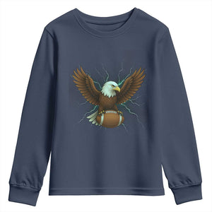 Lightning Eagle Holding Youth Sweatshirt Football Player Gift TS12 Navy Print Your Wear