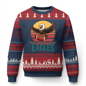 Funny Eagle Football Fan Ugly Christmas Sweater Retro Vintage Style TS12 Navy Red Print Your Wear