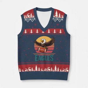 Funny Eagle Football Fan V-Neck Knit Sweater Vest Retro Vintage Style TS12 Navy Red Print Your Wear