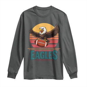 Funny Eagle Football Fan Long Sleeve Shirt Retro Vintage Style TS12 Dark Heather Print Your Wear
