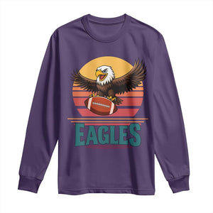 Funny Eagle Football Fan Long Sleeve Shirt Retro Vintage Style TS12 Purple Print Your Wear
