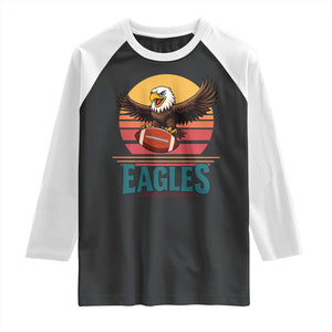 Funny Eagle Football Fan Raglan Shirt Retro Vintage Style TS12 Black White Print Your Wear