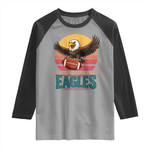 Funny Eagle Football Fan Raglan Shirt Retro Vintage Style TS12 Sport Gray Black Print Your Wear