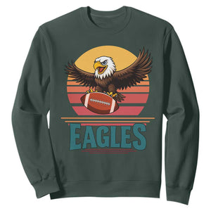 Funny Eagle Football Fan Sweatshirt Retro Vintage Style TS12 Dark Forest Green Print Your Wear