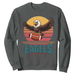 Funny Eagle Football Fan Sweatshirt Retro Vintage Style TS12 Dark Heather Print Your Wear