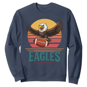 Funny Eagle Football Fan Sweatshirt Retro Vintage Style TS12 Navy Print Your Wear