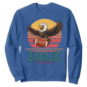 Funny Eagle Football Fan Sweatshirt Retro Vintage Style TS12 Royal Blue Print Your Wear