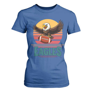 Funny Eagle Football Fan T Shirt For Women Retro Vintage Style TS12 Royal Blue Print Your Wear