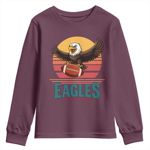 Funny Eagle Football Fan Youth Sweatshirt Retro Vintage Style TS12 Maroon Print Your Wear
