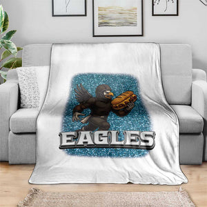 Funny Eagle With Cheesesteak Throw Blanket Football Glitter Print TS12 Print Your Wear
