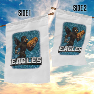 Funny Eagle With Cheesesteak Garden Flag Football Glitter Print TS12 Print Your Wear