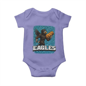 Funny Eagle With Cheesesteak Baby Onesie Football Glitter Print TS12 Violet Print Your Wear