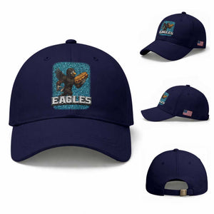 Funny Eagle With Cheesesteak Baseball Cap Football Glitter Print TS12 Baseball Cap Universal Fit Dark Blue Print Your Wear