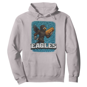 Funny Eagle With Cheesesteak Hoodie Football Glitter Print TS12 Ice Gray Print Your Wear