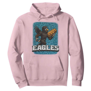 Funny Eagle With Cheesesteak Hoodie Football Glitter Print TS12 Light Pink Print Your Wear