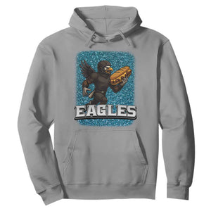 Funny Eagle With Cheesesteak Hoodie Football Glitter Print TS12 Sport Gray Print Your Wear