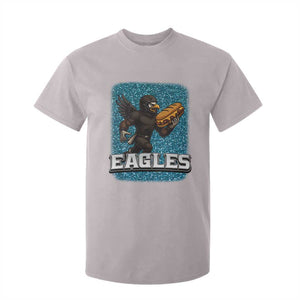 Funny Eagle With Cheesesteak T Shirt For Kid Football Glitter Print TS12 Ice Gray Print Your Wear