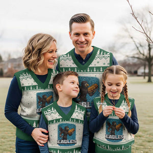 Funny Eagle With Cheesesteak V-Neck Knit Sweater Vest Football Glitter Print TS12 Beige Green Print Your Wear