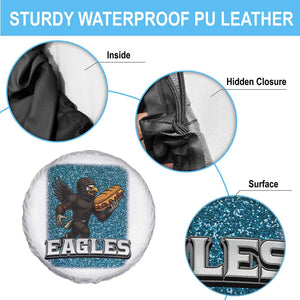 Funny Eagle With Cheesesteak Spare Tire Cover Football Glitter Print TS12 Print Your Wear