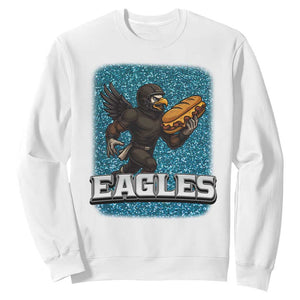 Funny Eagle With Cheesesteak Sweatshirt Football Glitter Print TS12 White Print Your Wear