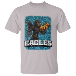 Funny Eagle With Cheesesteak T Shirt Football Glitter Print TS12 Ice Gray Print Your Wear