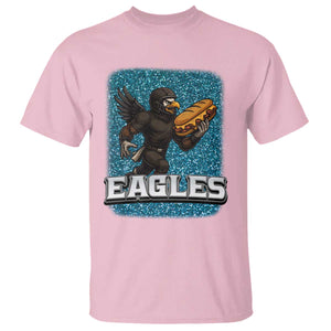 Funny Eagle With Cheesesteak T Shirt Football Glitter Print TS12 Light Pink Print Your Wear