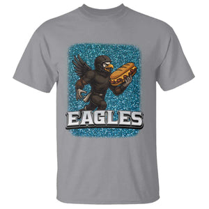 Funny Eagle With Cheesesteak T Shirt Football Glitter Print TS12 Sport Gray Print Your Wear