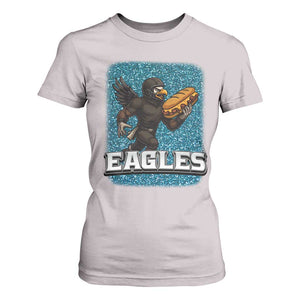 Funny Eagle With Cheesesteak T Shirt For Women Football Glitter Print TS12 Ice Gray Print Your Wear