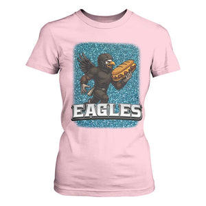 Funny Eagle With Cheesesteak T Shirt For Women Football Glitter Print TS12 Light Pink Print Your Wear