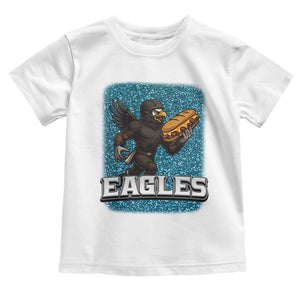 Funny Eagle With Cheesesteak Toddler T Shirt Football Glitter Print TS12 White Print Your Wear