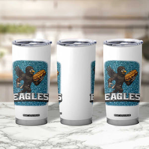 Funny Eagle With Cheesesteak Tumbler Cup Football Glitter Print TS12 Print Your Wear