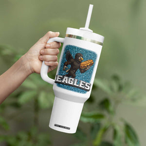 Funny Eagle With Cheesesteak Tumbler With Handle Football Glitter Print TS12 Print Your Wear